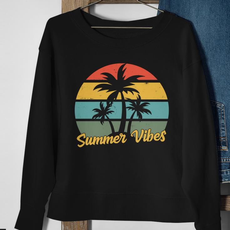 Summer Vibes Tropical Retro Sunset Sweatshirt Gifts for Old Women