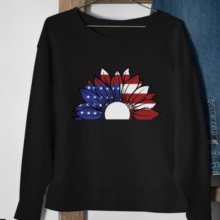Sunflower American Flag 4Th Of July Independence Day Patriotic V2 Sweatshirt Gifts for Old Women