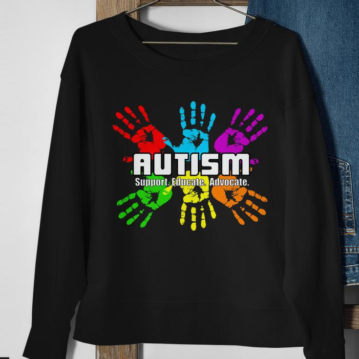 Support Educate Advocate Autism Handprint Tshirt Sweatshirt Gifts for Old Women