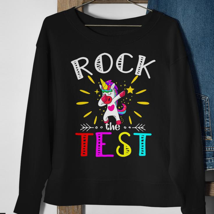Testing Day Teacher Rock The Test Teaching Students Teachers Sweatshirt Gifts for Old Women