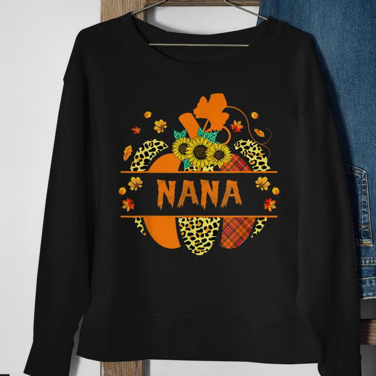 Thankful Grateful Blessed Nana Pumpkin Leopard Halloween Sweatshirt Gifts for Old Women