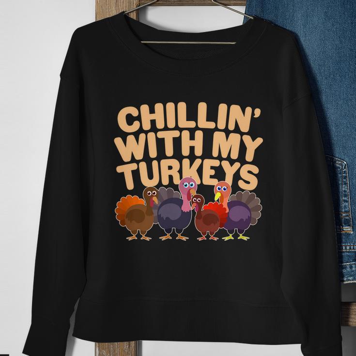 Thanksgiving Chillin With My Turkeys Sweatshirt Gifts for Old Women