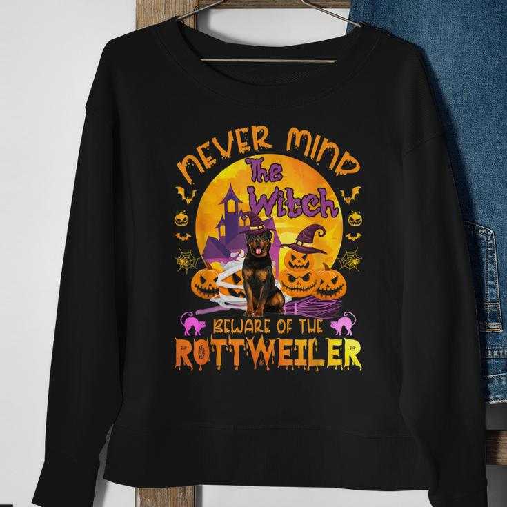 The Witch Beware Of The Rottweiler Halloween Sweatshirt Gifts for Old Women