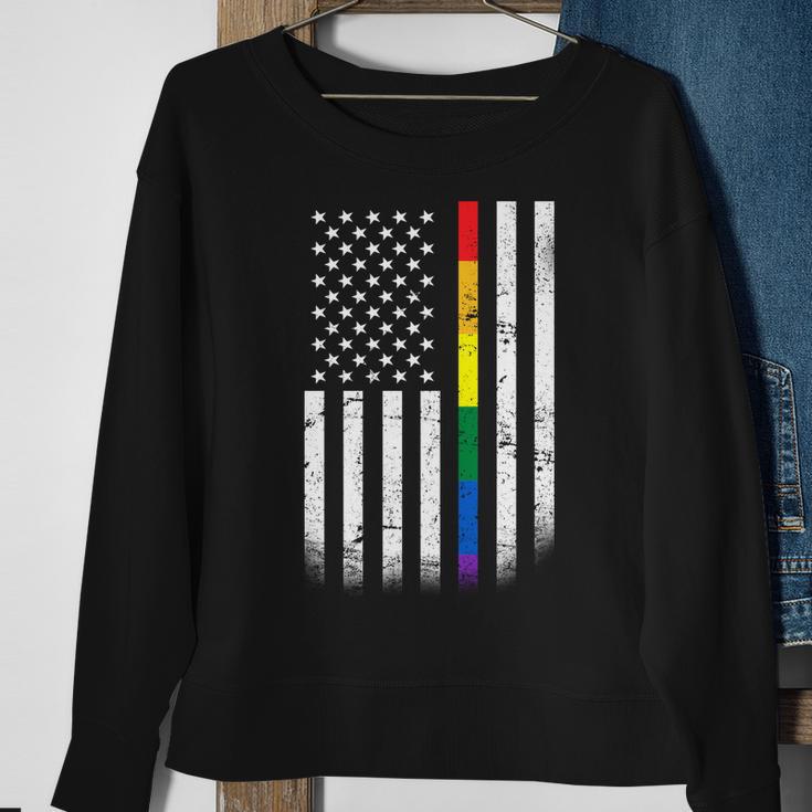 Thin Rainbow Line Lgbt Gay Pride Flag Tshirt Sweatshirt Gifts for Old Women