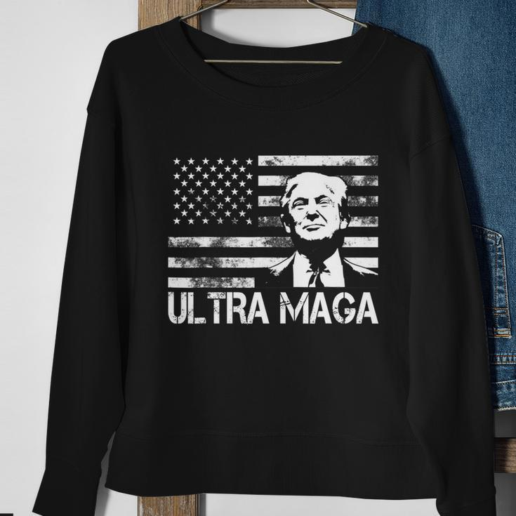 Trendy Ultra Maga Pro Trump American Flag 4Th Of July Retro Funny Gift Sweatshirt Gifts for Old Women