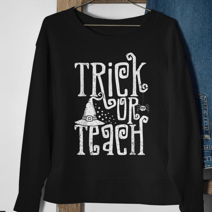 Trick Or Teach Funny Halloween Teacher Sweatshirt Gifts for Old Women