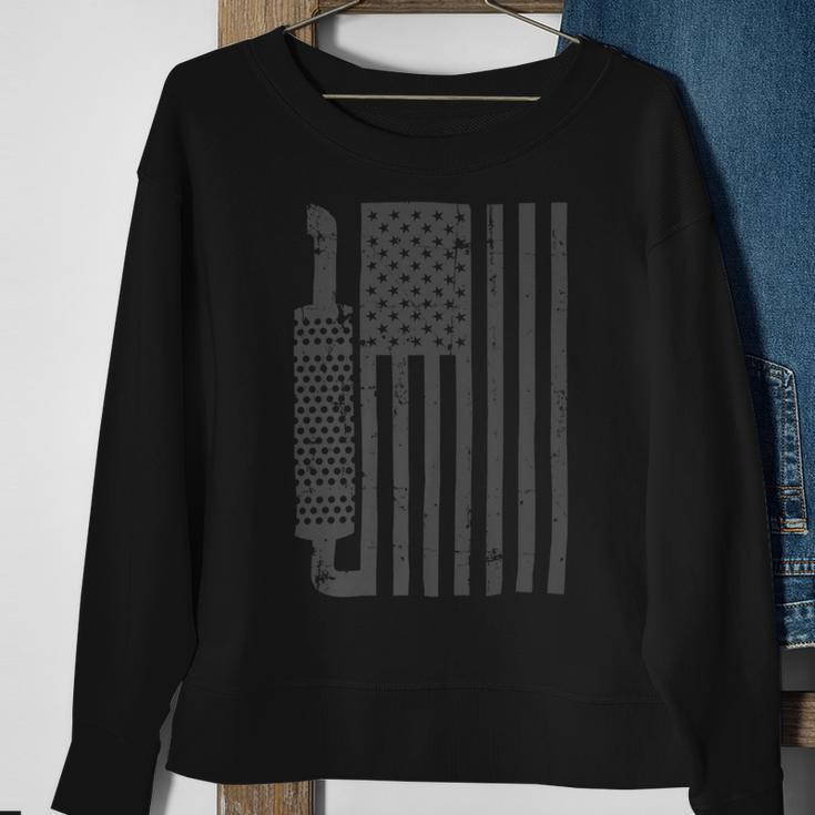 Trucker Truck Driver American Flag With Exhaust Patriotic Trucker Sweatshirt Gifts for Old Women