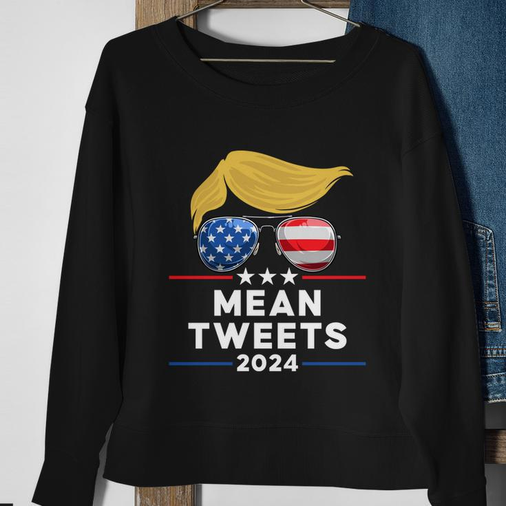 Trump 2024 Mean Tweets Usa Flag Sunglasses Funny Political Gift Sweatshirt Gifts for Old Women