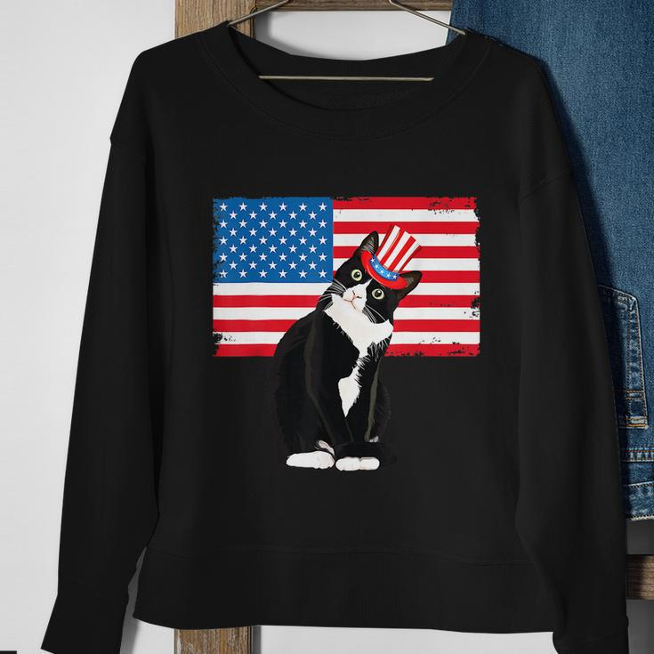 Tuxedo Cat 4Th Of July Hat Patriotic Gift Adults Kid Sweatshirt Gifts for Old Women