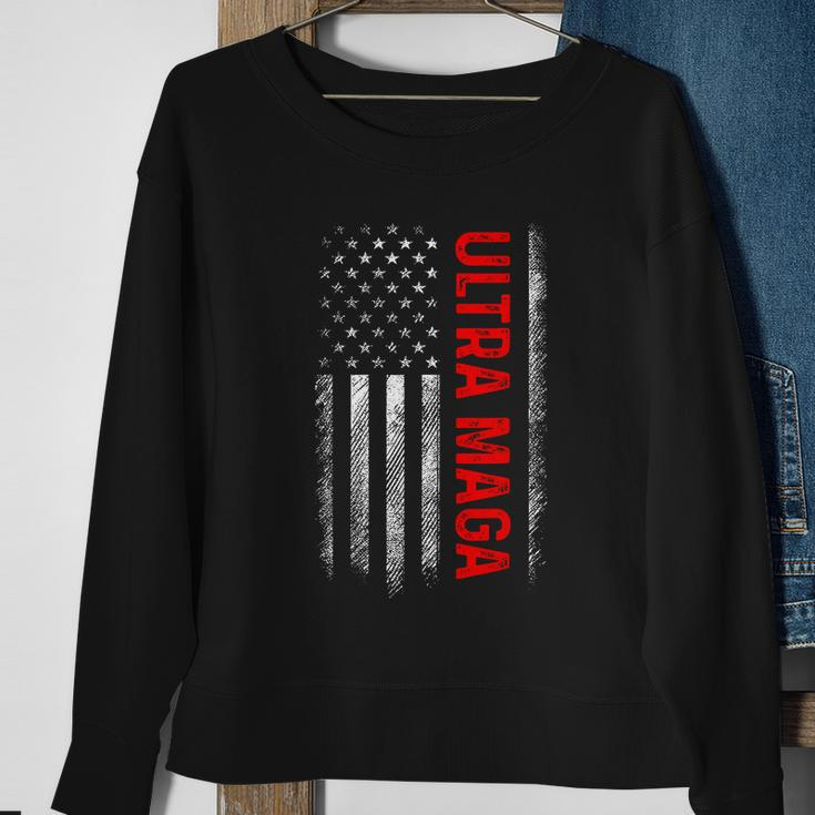 Ultra Maga American Flag Anti Joe Biden Tshirt Sweatshirt Gifts for Old Women