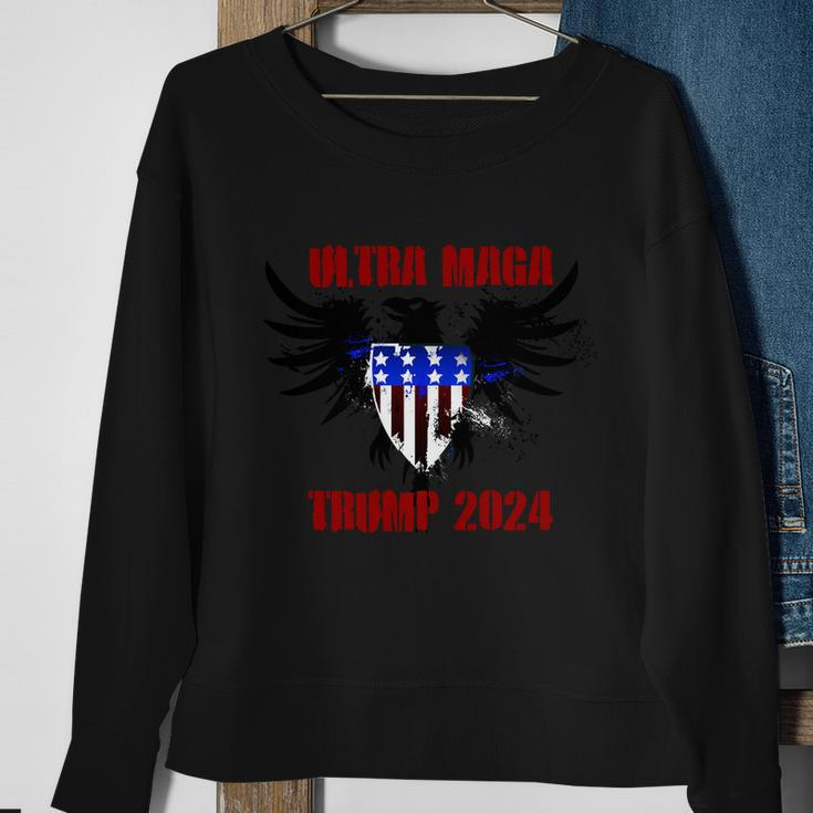 Ultra Maga Eagle Grunge Splatter Trump 2024 Anti Biden Sweatshirt Gifts for Old Women