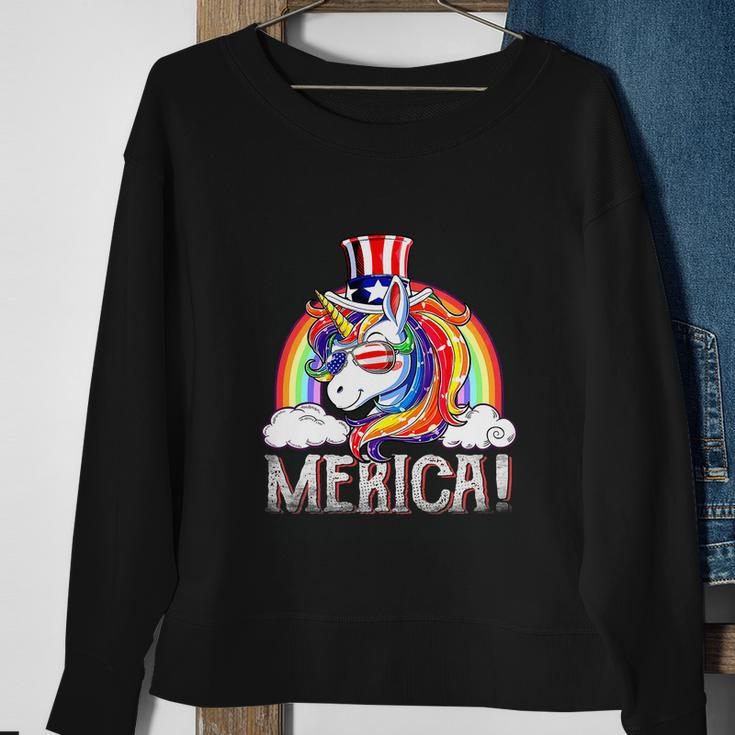Unicorn 4Th Of July Merica Girl Rainbow Sweatshirt Gifts for Old Women