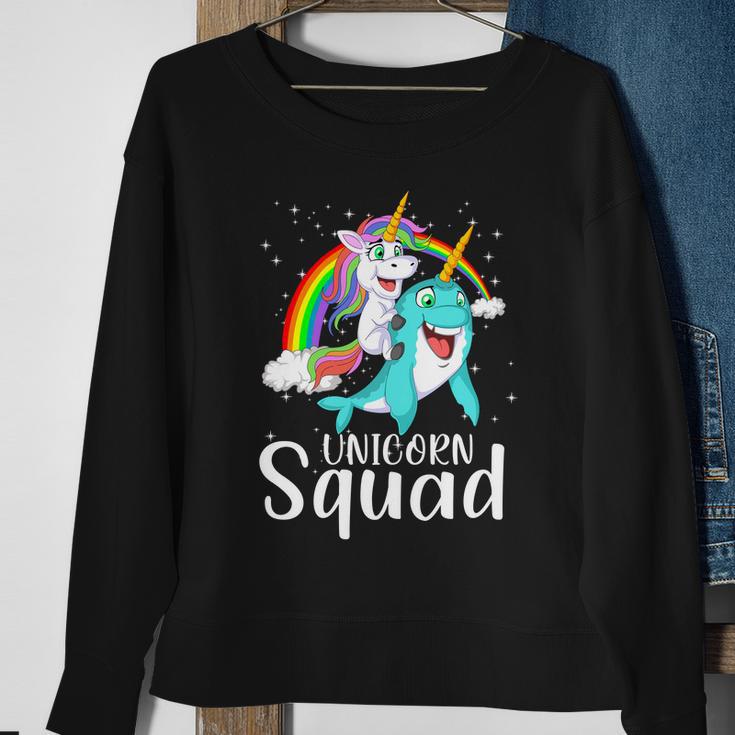 Unicorn Squad Magical Unicorn Riding Narwhal Sweatshirt Gifts for Old Women