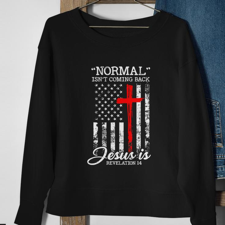Usa Flag Normal Isnt Coming Back But Jesus Is Revelation Sweatshirt Gifts for Old Women