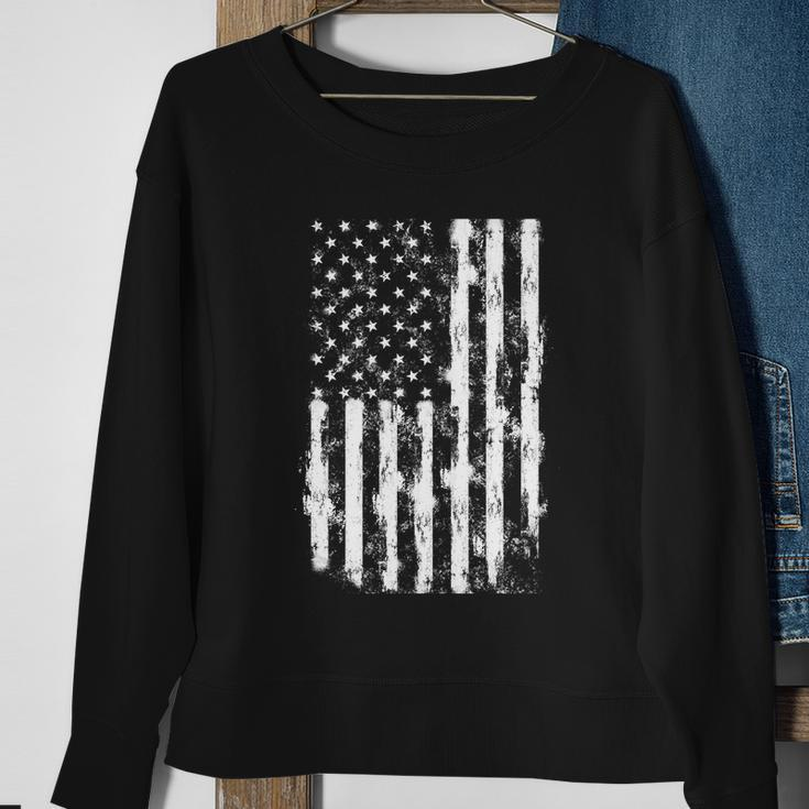Usa Flag Patriotic 4Th Of July Tattered American Flag Gift Sweatshirt Gifts for Old Women