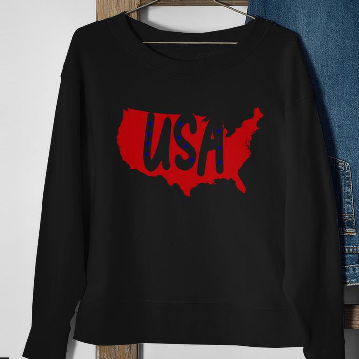 Usa Map Patriotic Celebrate 4Th Of July Sweatshirt Gifts for Old Women