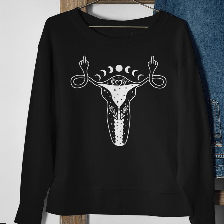 Uterus Shows Middle Finger Feminist Pro Choice Womens Rights Sweatshirt Gifts for Old Women