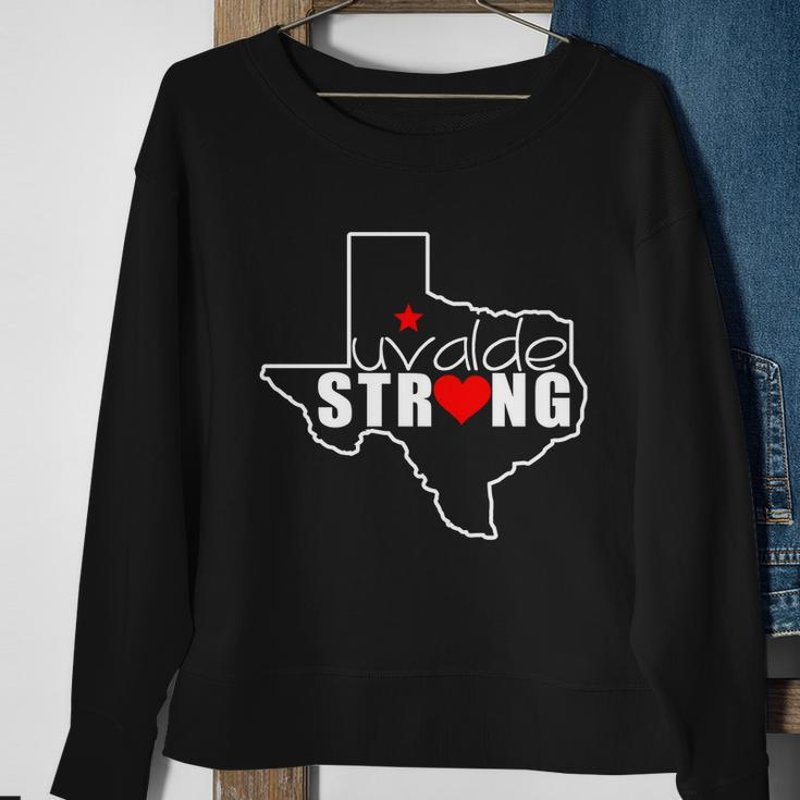 Uvalde Strong Texas Map Heart Sweatshirt Gifts for Old Women
