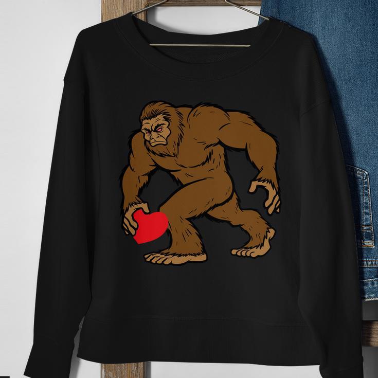 Valentines Day Bigfoot Heart Sasquatch Sweatshirt Gifts for Old Women