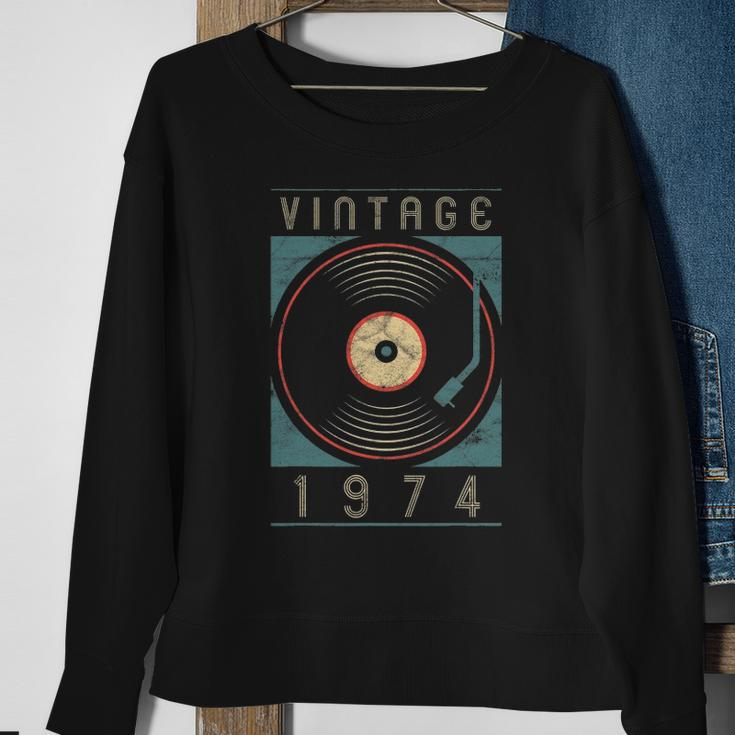 Vintage 1974 Vinyl Retro Turntable Birthday Dj Gift For Him Sweatshirt Gifts for Old Women