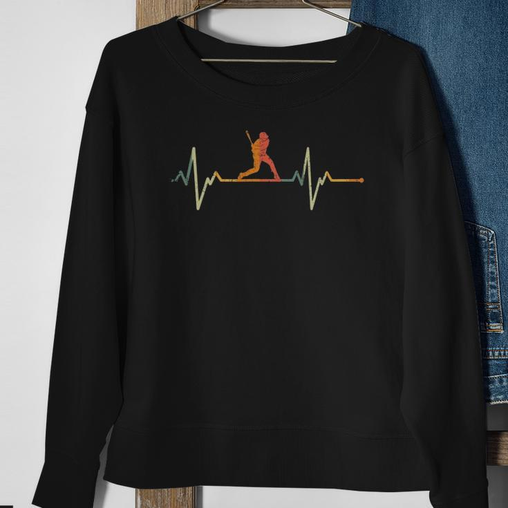 Vintage Baseball Player Gift Heartbeat Baseball Sweatshirt Gifts for Old Women