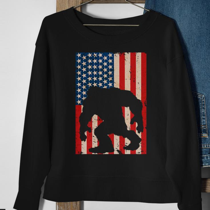 Vintage Bigfoot American Flag Tshirt Sweatshirt Gifts for Old Women