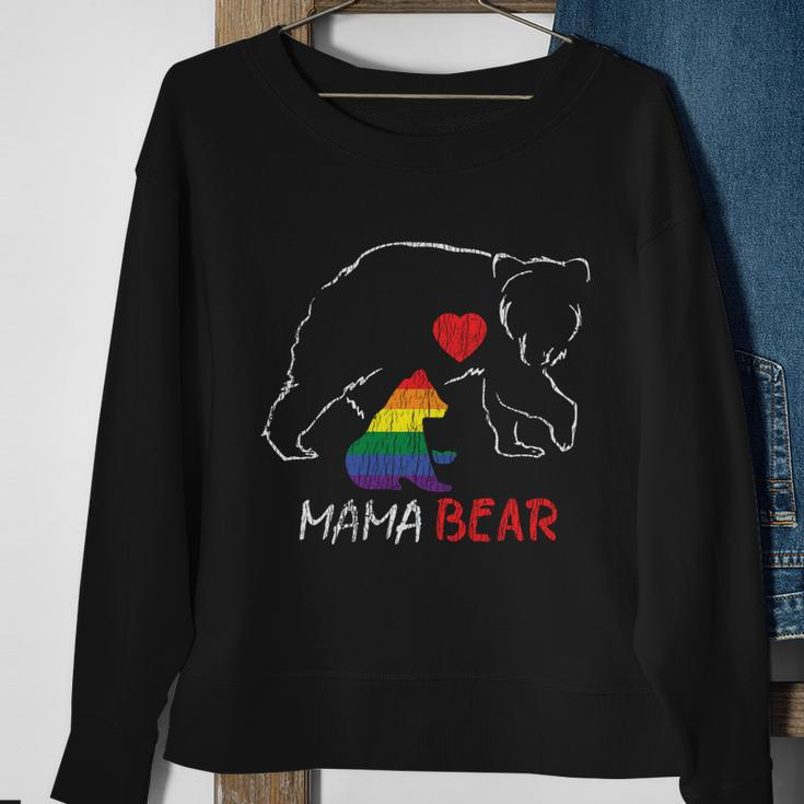 Vintage Rainbow Mama Bear Hugs Mom Mother Love Lgbt Pride Cute Gift Sweatshirt Gifts for Old Women