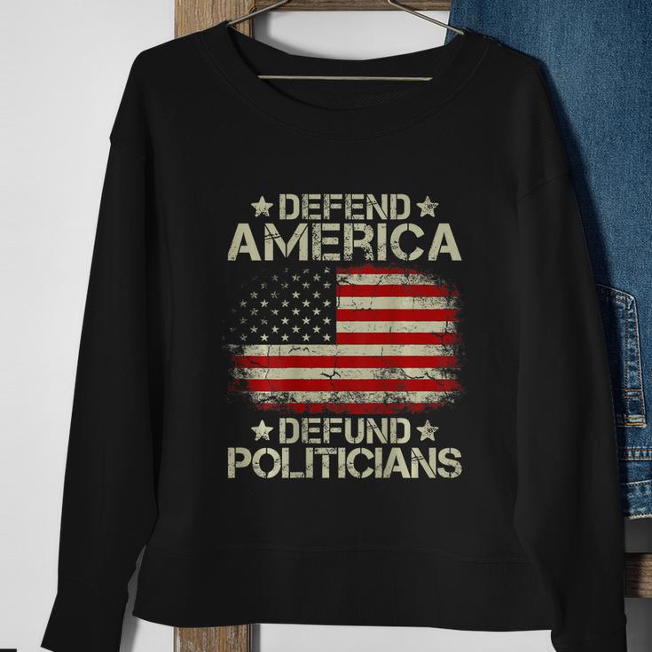 Vintage Usa Flag Defend America Defund Politicians Sweatshirt Gifts for Old Women