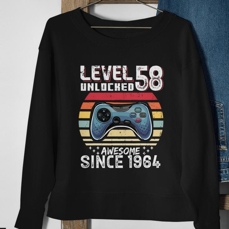 Vintage Video Gamer Birthday Level 58 Unlocked 58Th Birthday Sweatshirt Gifts for Old Women