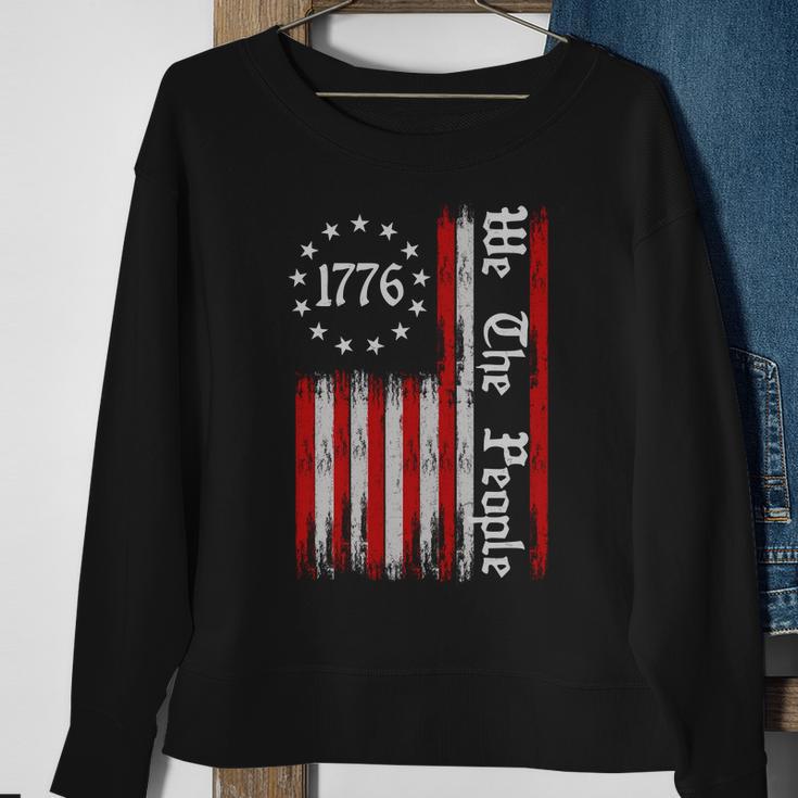 We The People 1776 Distressed Usa American Flag Sweatshirt Gifts for Old Women