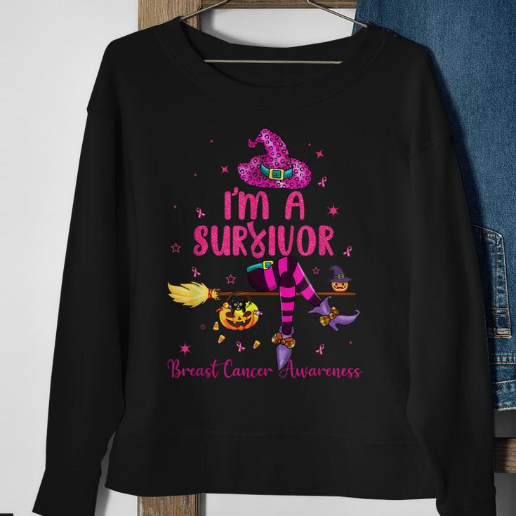 Witch I’M Survivor Breast Cancer Pink Ribbon Halloween Women Sweatshirt Gifts for Old Women