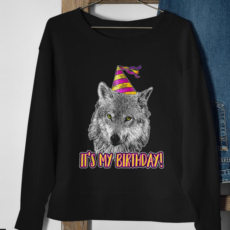 Wolf Birthday Themed Party Wolves Theme Girl Wolf Lover V3 Sweatshirt Gifts for Old Women