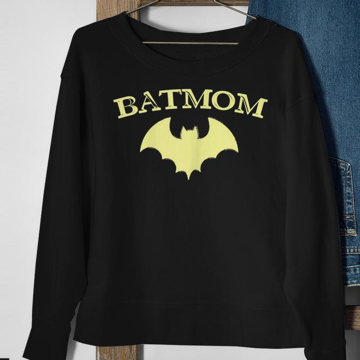Womens Batmom Super Hero Proud Mom Halloween Costume Gift Men Women Sweatshirt Graphic Print Unisex Gifts for Old Women
