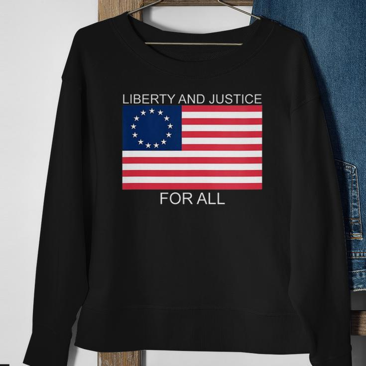 Womens Liberty And Justice For All Betsy Ross Flag American Pride Sweatshirt Gifts for Old Women