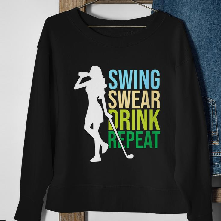 Womens Swing Swear Drink Repeat Love Golf Sweatshirt Gifts for Old Women
