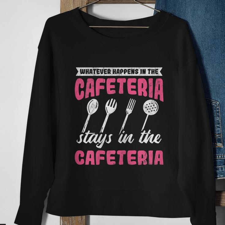 Womens Whatever Happens Stays Cafeteria Lady Lunch Lady Graphic Design Printed Casual Daily Basic Sweatshirt Gifts for Old Women