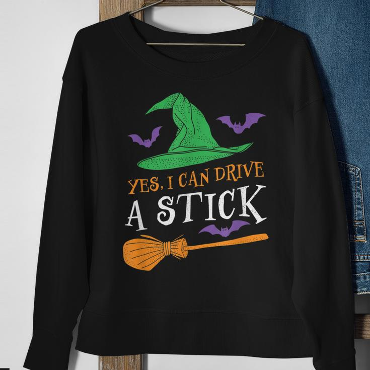 Yes I Can Drive A Stick Funny Witch Halloween Sweatshirt Gifts for Old Women
