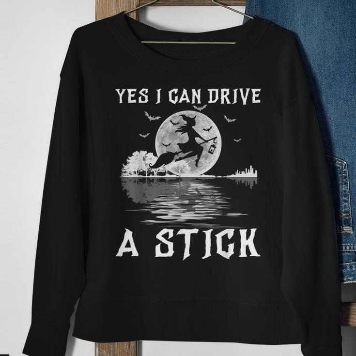 Yes I Can Drive A Stick Halloween Witch Riding Broomstick Sweatshirt Gifts for Old Women