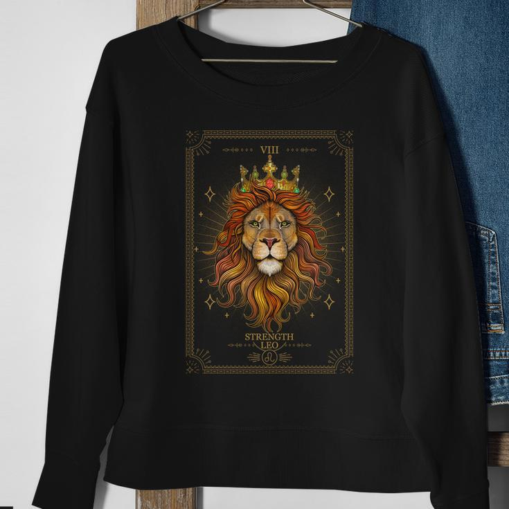 Zodiac Leo Lion Tarot Card Viii Strength Sweatshirt Gifts for Old Women
