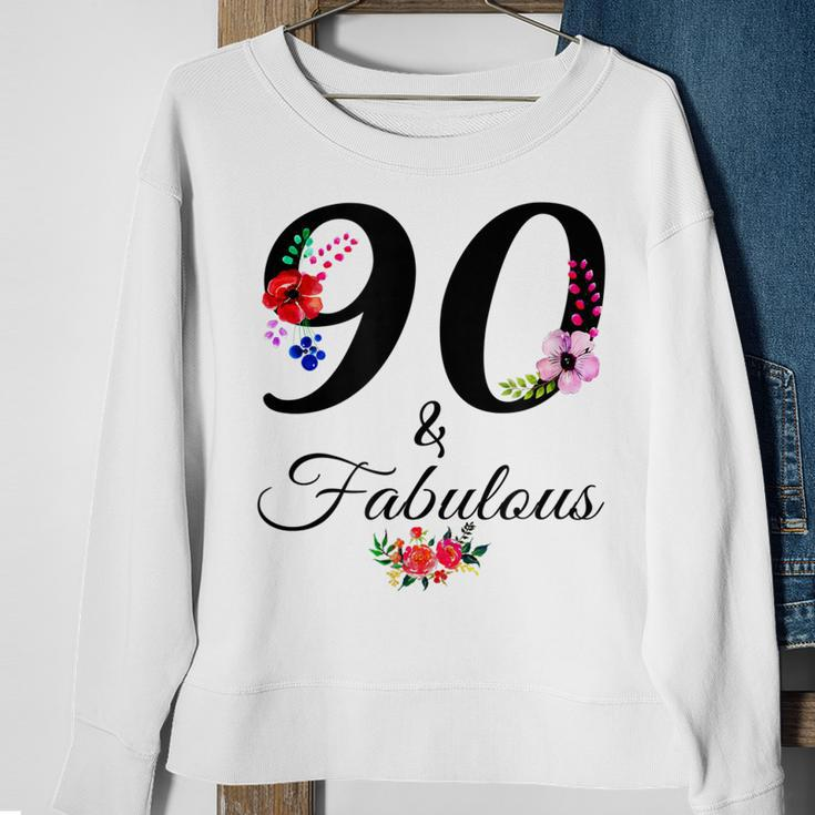 90 & Fabulous 90 Years Old Vintage Floral 1932 90Th Birthday Sweatshirt Gifts for Old Women