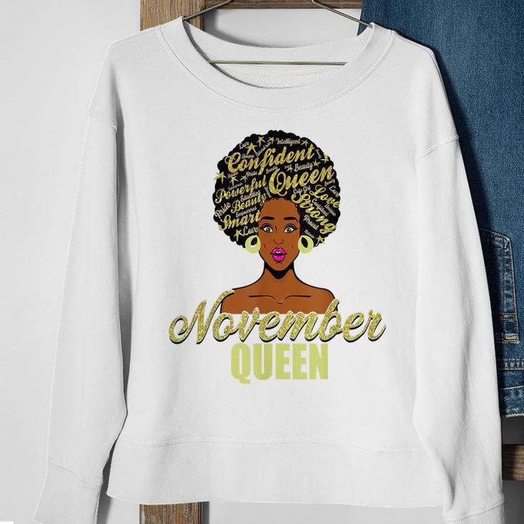 Black African American Melanin Afro Queen November Birthday Sweatshirt Gifts for Old Women