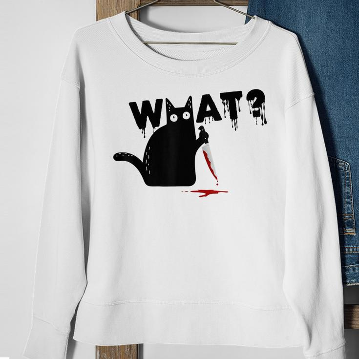 Black Cat Killer Ask What Halloween Knife Sarcasm Sweatshirt Gifts for Old Women