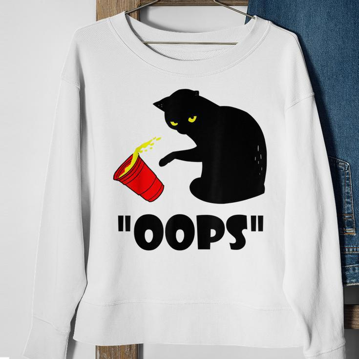 Cat Oops Funny Black Cat Knocking Over A Glass V2 Sweatshirt Gifts for Old Women