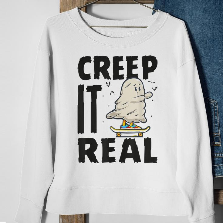 Creep It Real Ghost Men Skateboarding Halloween Fall Season Sweatshirt Gifts for Old Women