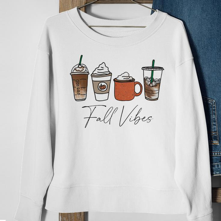 Cute Fall Vibes Coffee Pumpkin Spice Latte Drinks Autumn Sweatshirt Gifts for Old Women