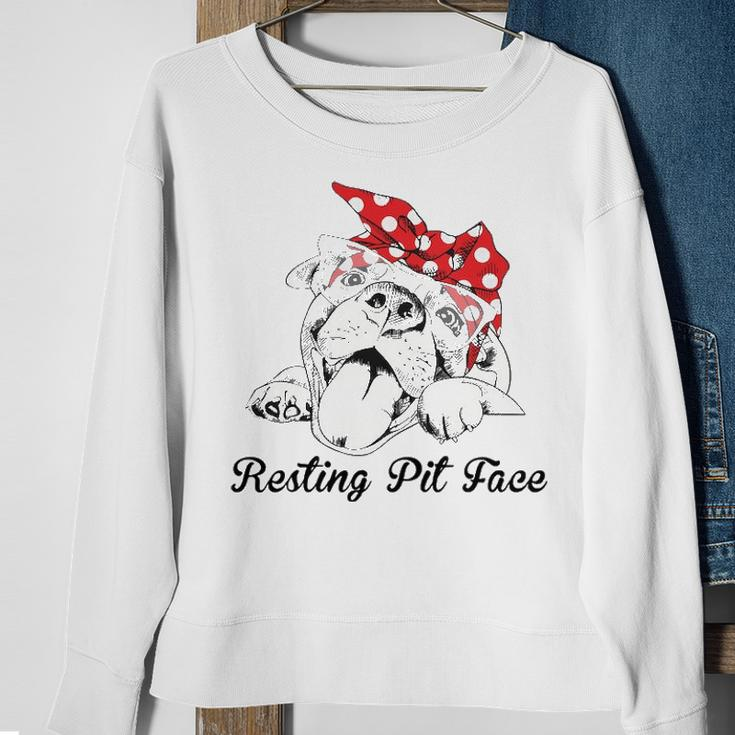 Dog Pitbull Resting Pit Face For Dogs Sweatshirt Gifts for Old Women