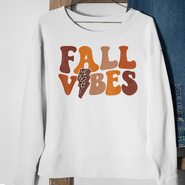 Fall Vibe Vintage Groovy Fall Season Retro Leopard Men Women Sweatshirt Graphic Print Unisex Gifts for Old Women