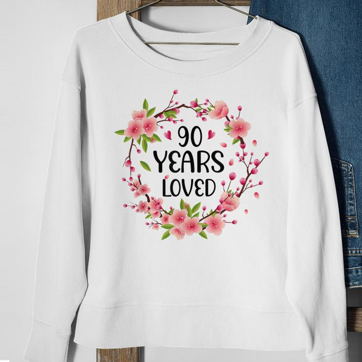Floral 90 Year Old 90Th Birthday Women 90 Years Loved Sweatshirt Gifts for Old Women