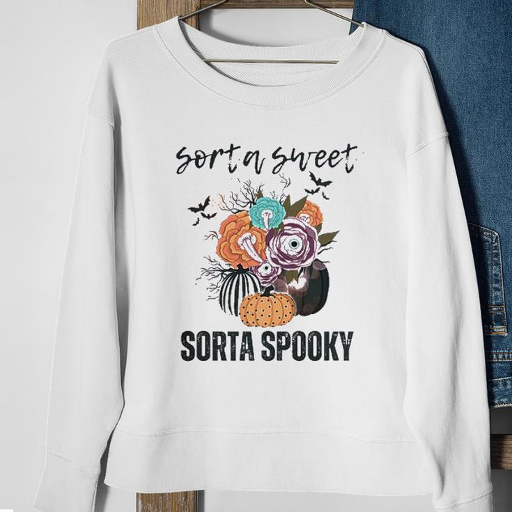 Halloween Sorta Sweet Sorta Spooky Pumpkin Florals Gift Sweatshirt Gifts for Old Women