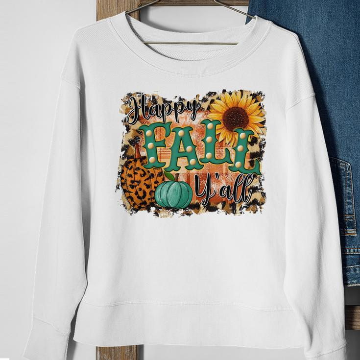 Happy Fall Yall Leopard Pumpkin Fall Vibes Autumn Gift Sweatshirt Gifts for Old Women